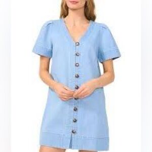 CECE Denim Mini Dress XL Light Blue Wash $119 Retail NWT
